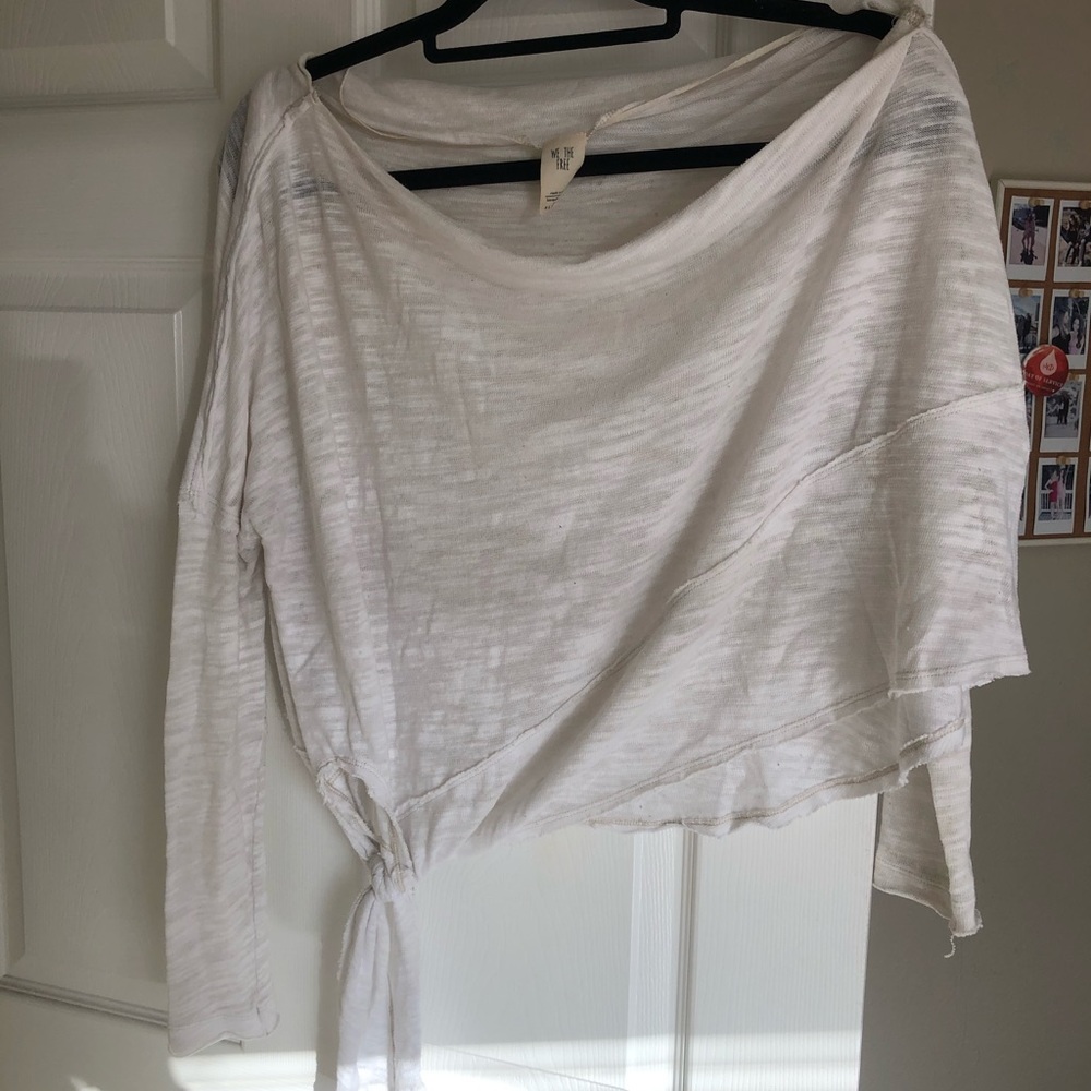 FP off the shoulder, white sheer long-sleeve